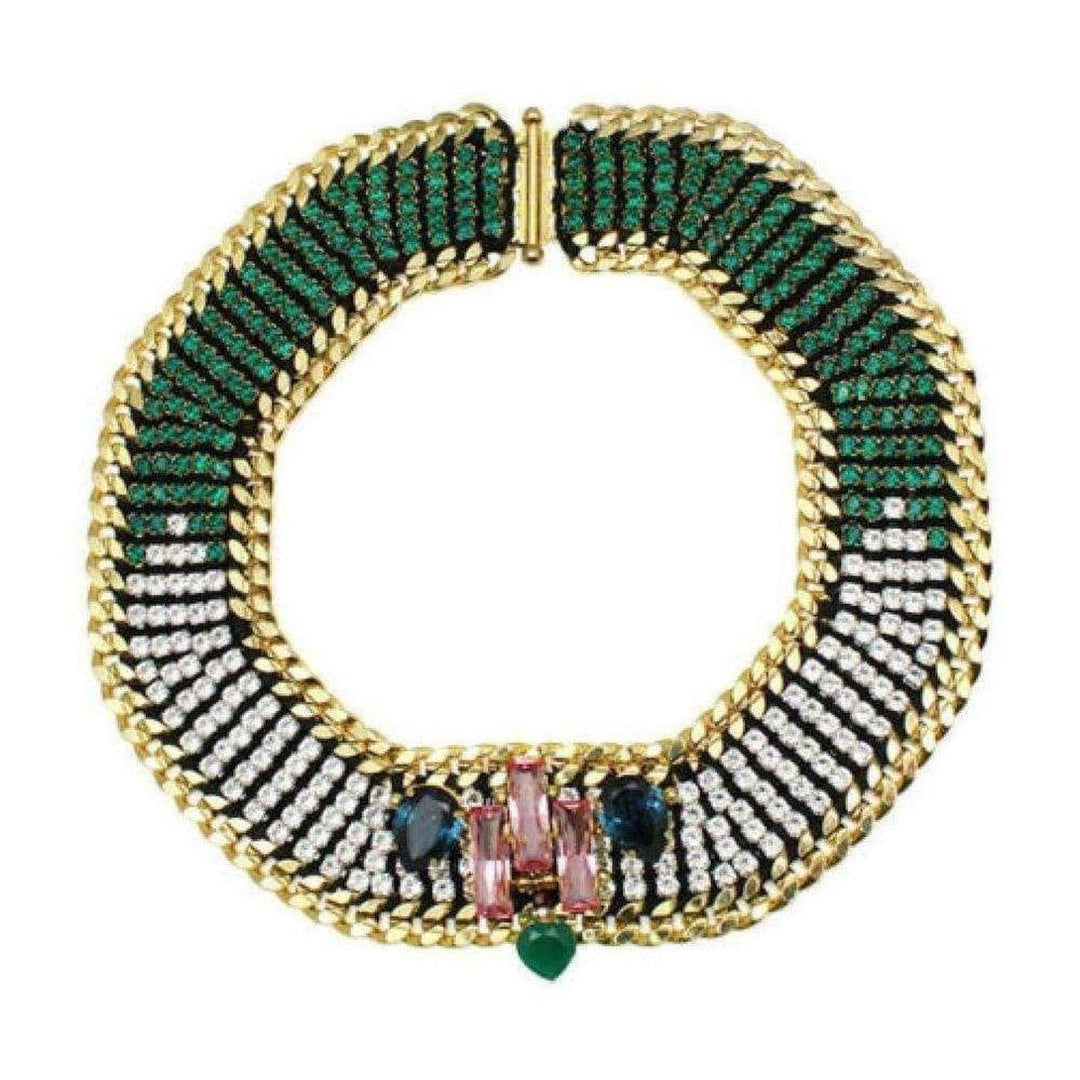 Akong London-24K Gold Plated Green Onyx Necklace - Runway Catalog
