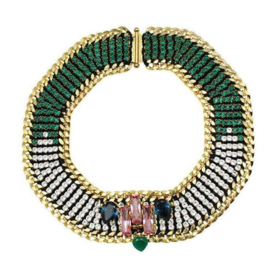 Akong London-24K Gold Plated Green Onyx Necklace - Runway Catalog