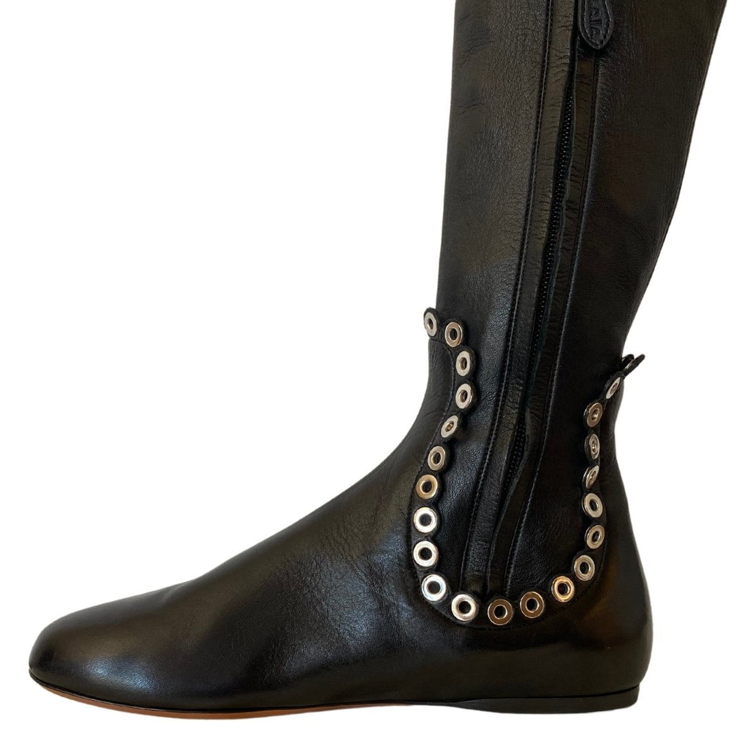 Over Knee Studded Flat Boots