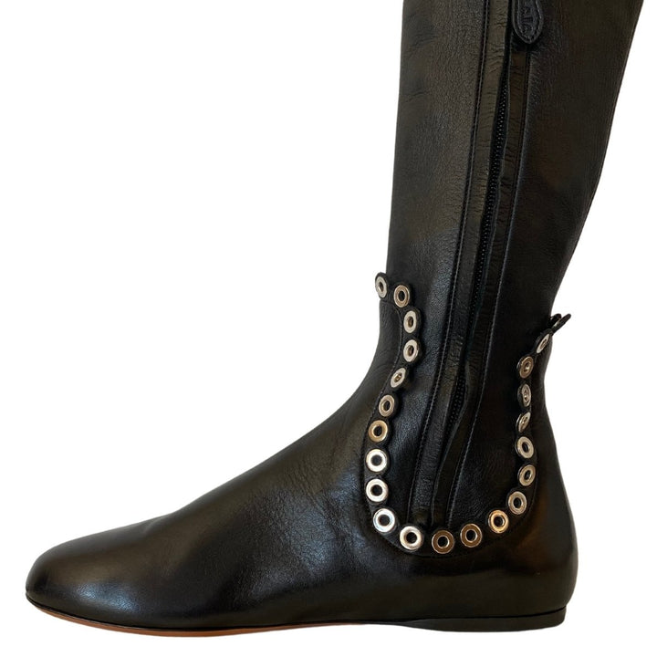 Over Knee Studded Flat Boots