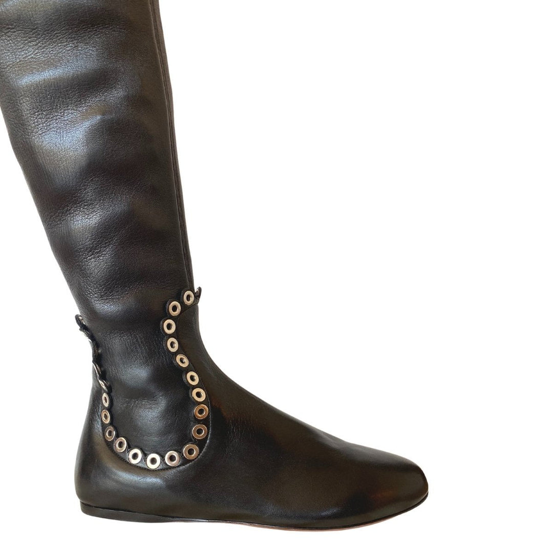 Over Knee Studded Flat Boots
