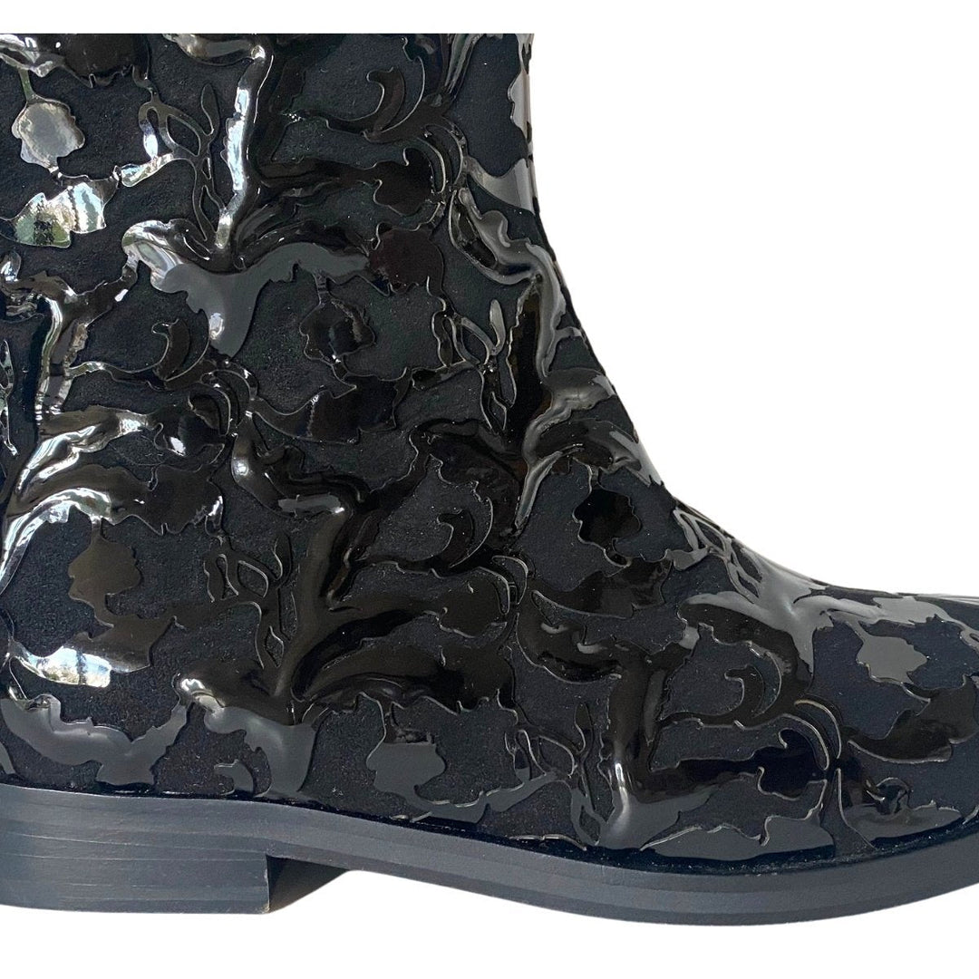 Black Patent Leather Ankle Boots
