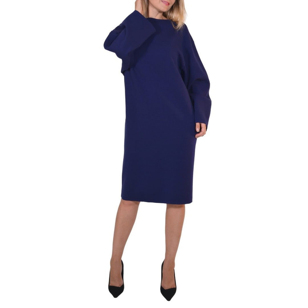 Purple Wool Midi Dolman Long Sleeve Dress