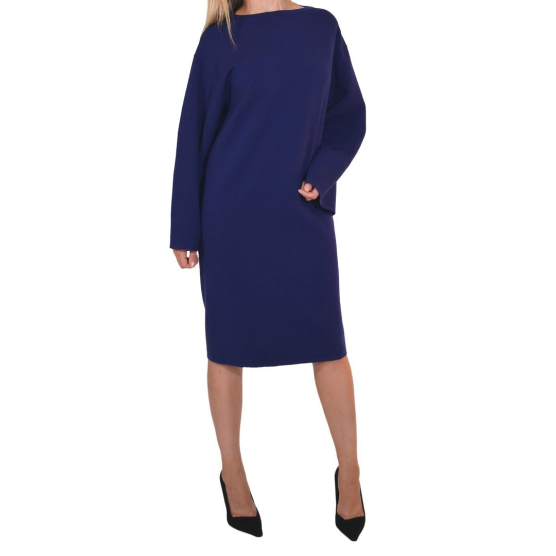 Purple Wool Midi Dolman Long Sleeve Dress