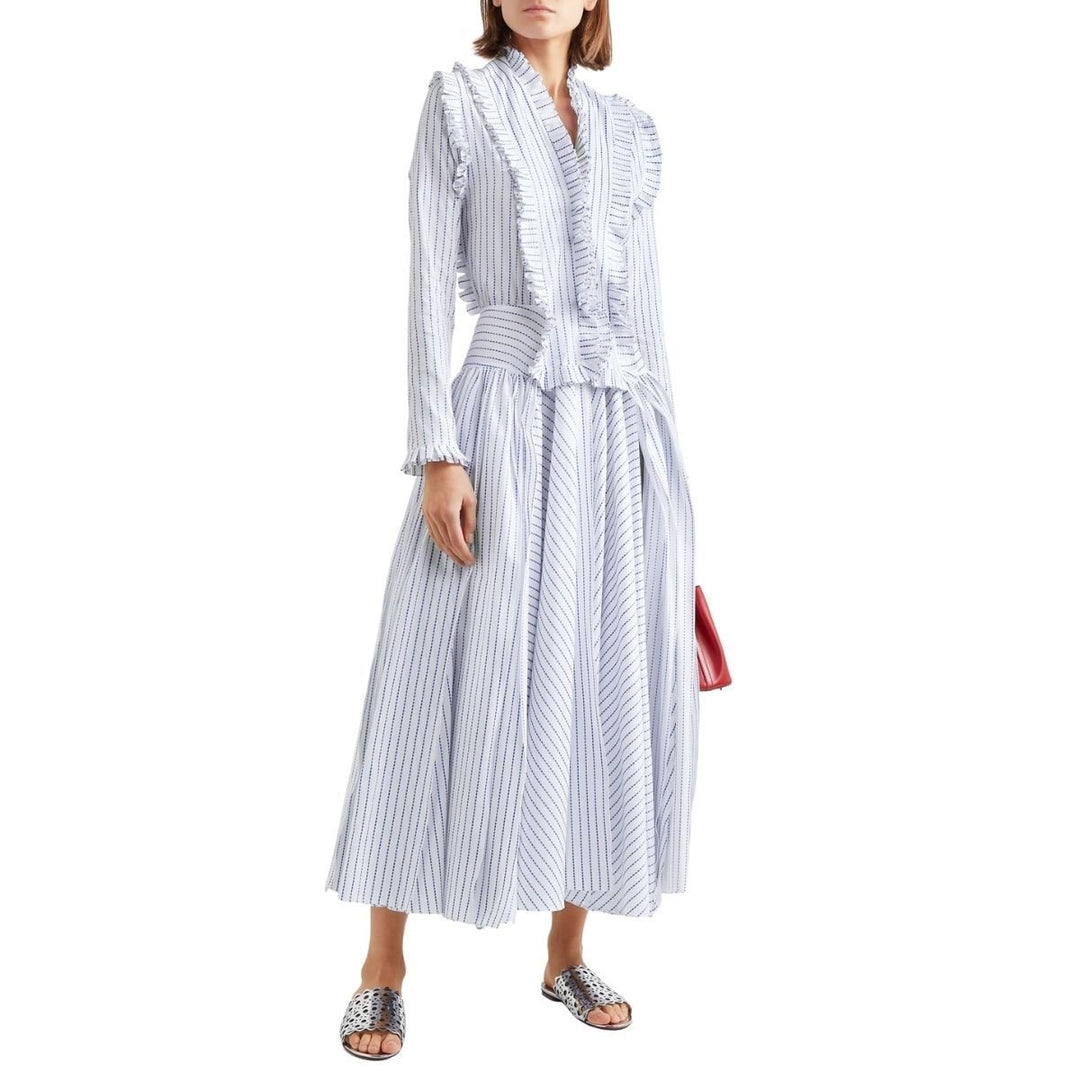 Ruffled Striped Cotton Maxi Dress