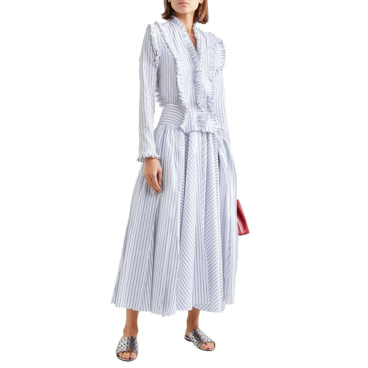 Ruffled Striped Cotton Maxi Dress