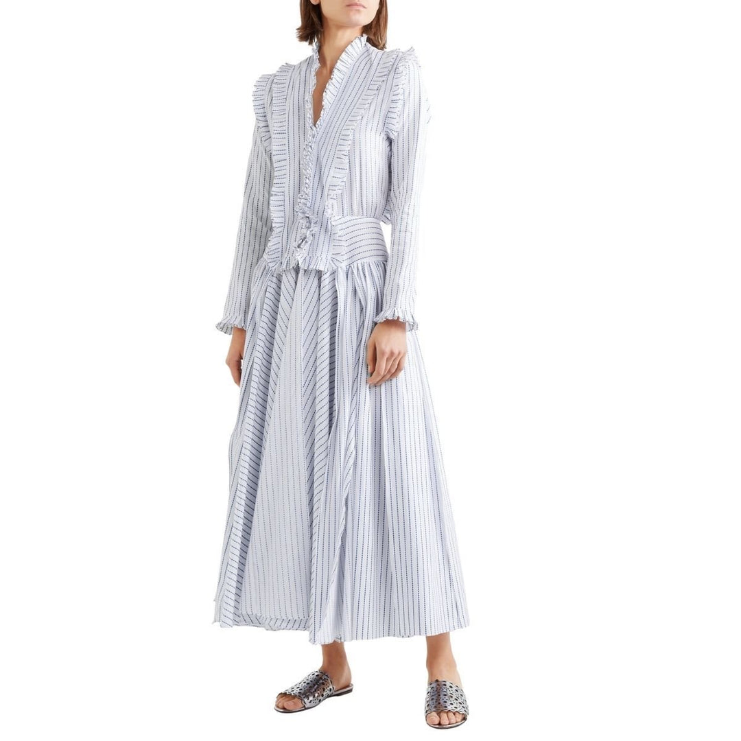 Ruffled Striped Cotton Maxi Dress