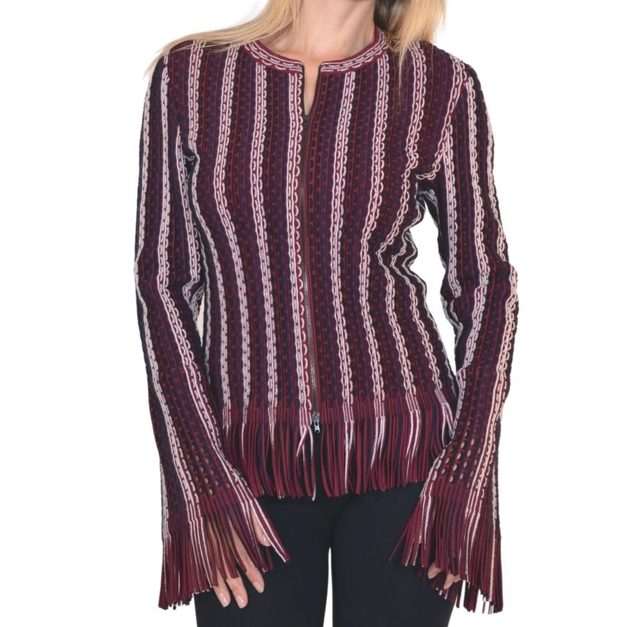 Alaïa-Seamed Knit Moto Fringe Jacket - Runway Catalog