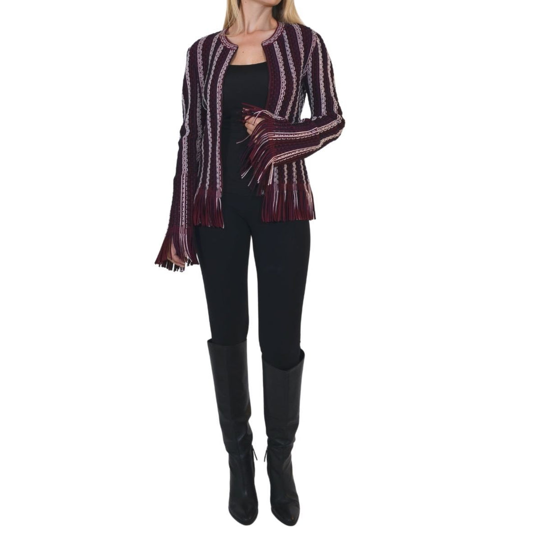 Seamed Knit Moto Fringe Jacket