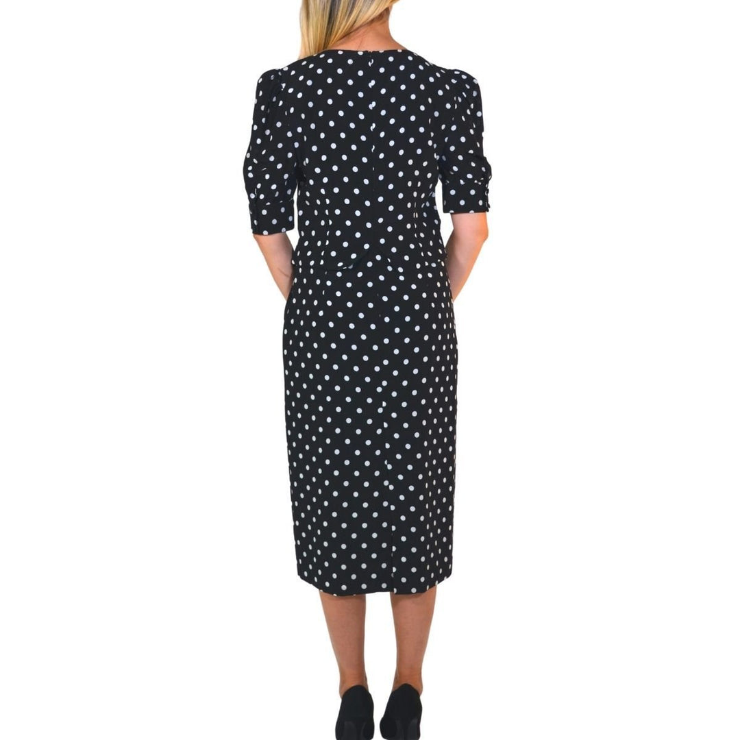 Black Polka Dot Fitted Silk Dress