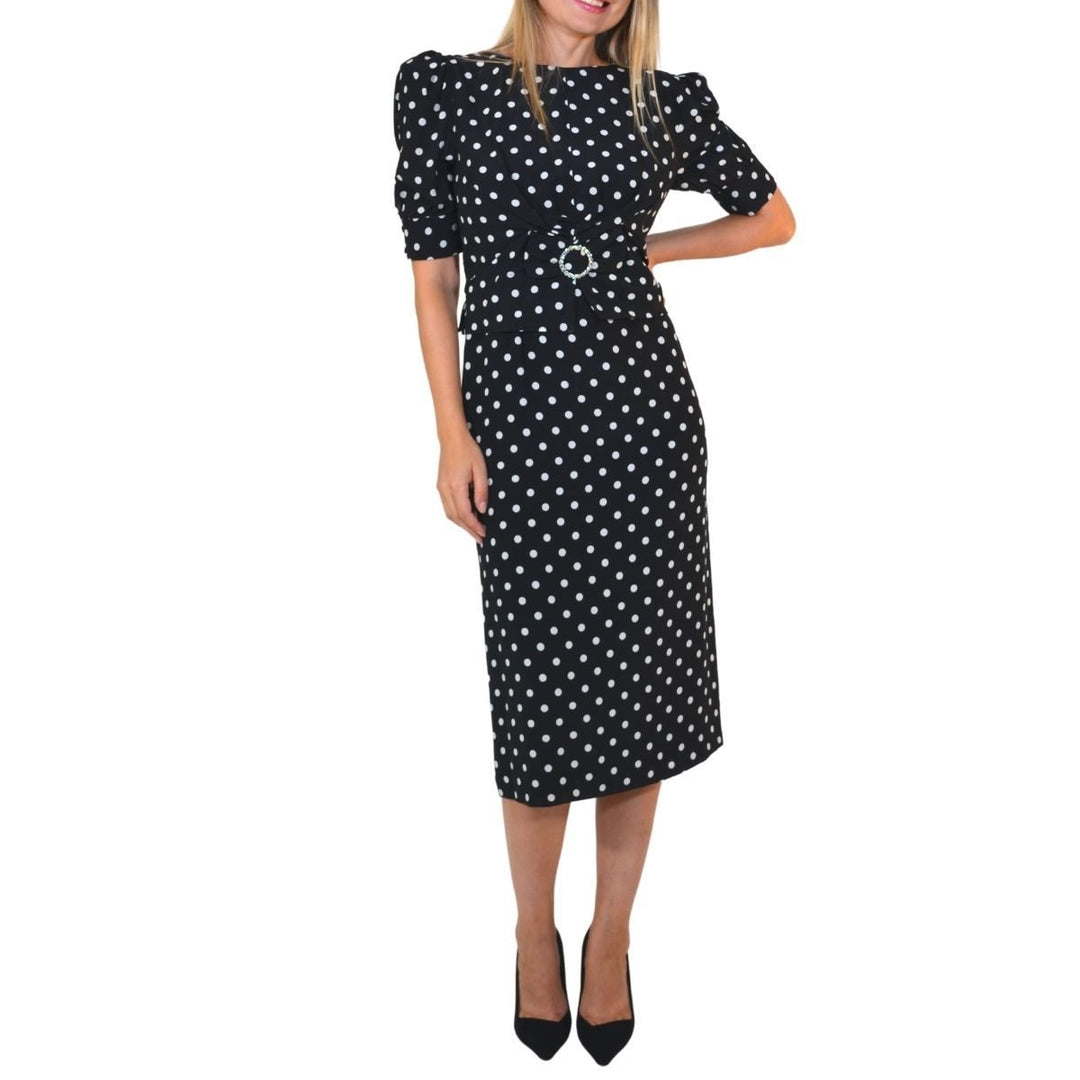 Black Polka Dot Fitted Silk Dress