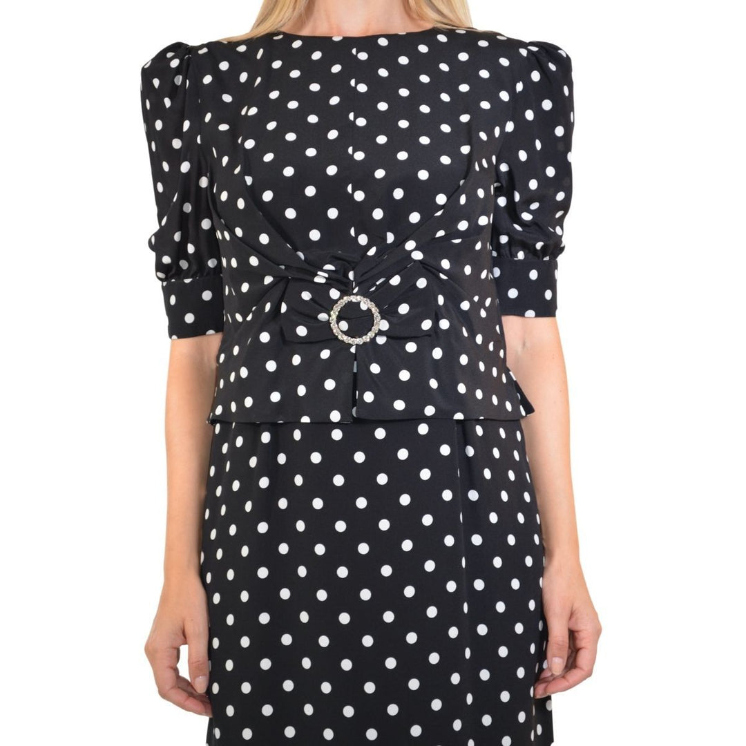 Black Polka Dot Fitted Silk Dress