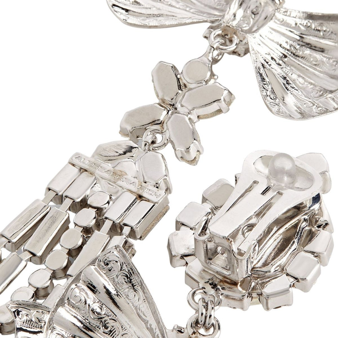 Crystal Bow Drop Clip-On Earrings