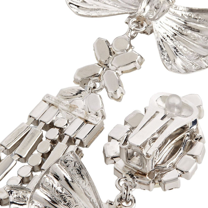 Crystal Bow Drop Clip-On Earrings