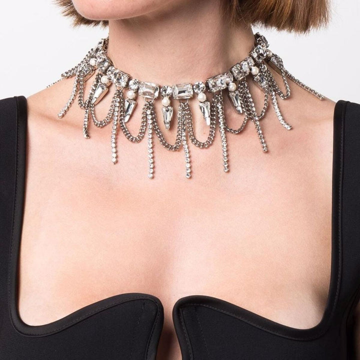 Crystal-Layered Chocker Necklace