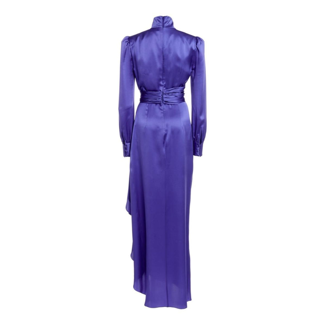 Draped Silk-Satin Turtleneck Gown