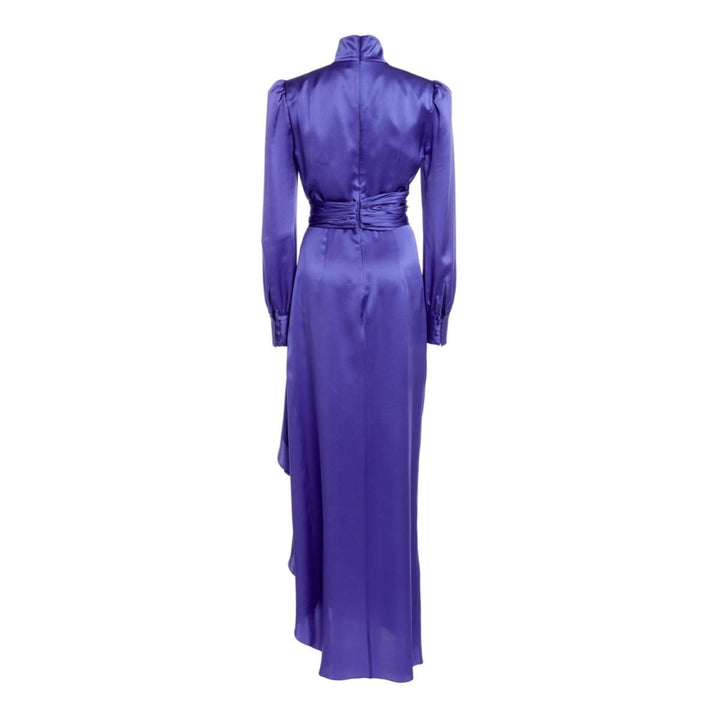 Draped Silk-Satin Turtleneck Gown