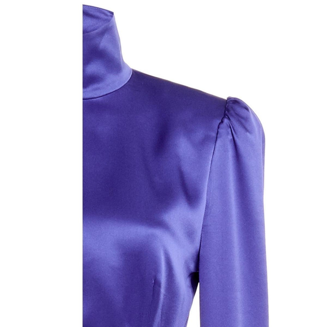 Draped Silk-Satin Turtleneck Gown