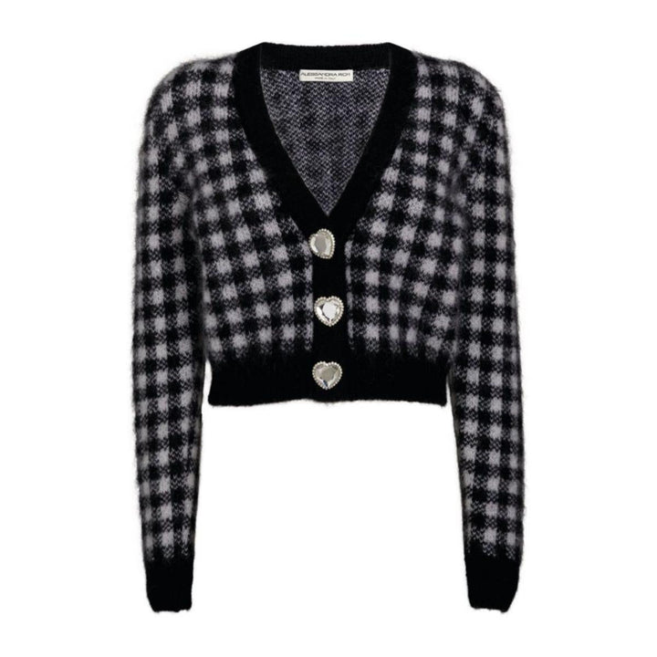 Alessandra Rich-Embellished Check Mohair Cardigan - Runway Catalog