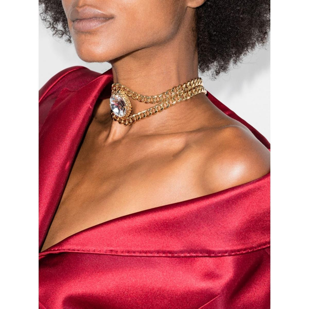 Gold Tone Crystal Chain Choker