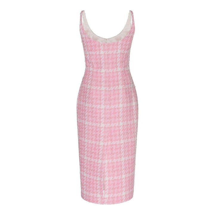 Alessandra Rich-Houndstooth Tweed Midi Dress - Runway Catalog