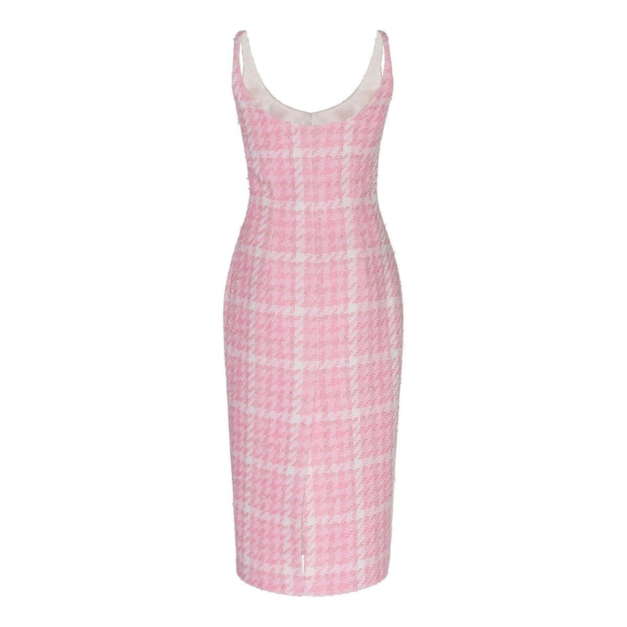 Alessandra Rich-Houndstooth Tweed Midi Dress - Runway Catalog