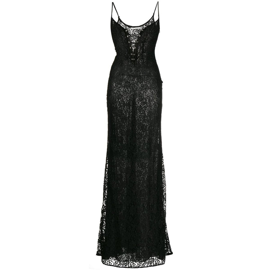 Alessandra Rich-Lace Corset-panel Gown Dress - Runway Catalog