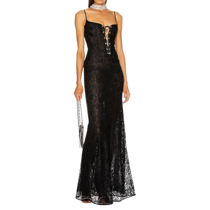 Lace Corset-panel Gown Dress