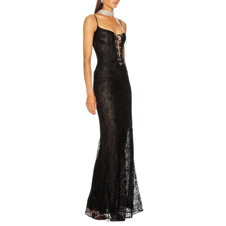 Lace Corset-panel Gown Dress