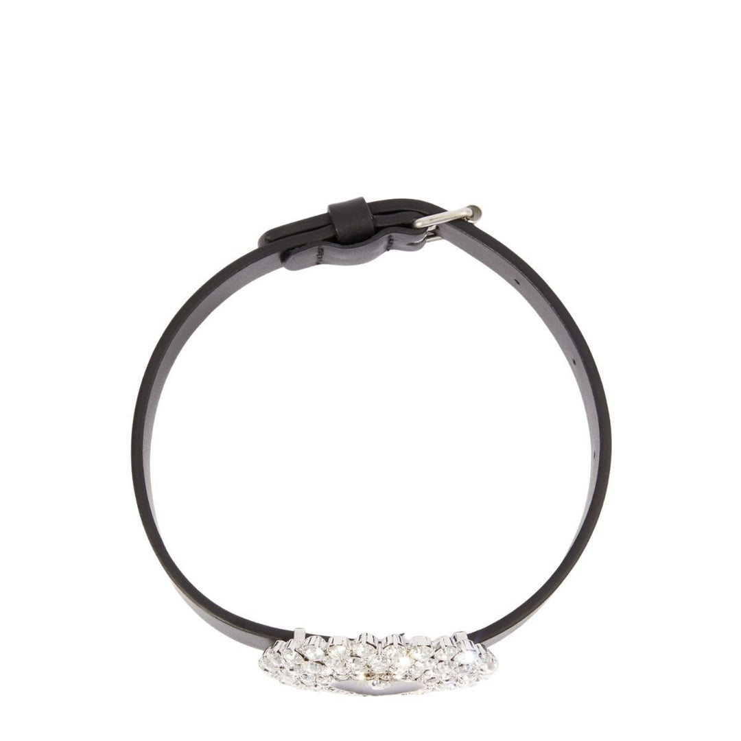Leather Crystal Heart Choker