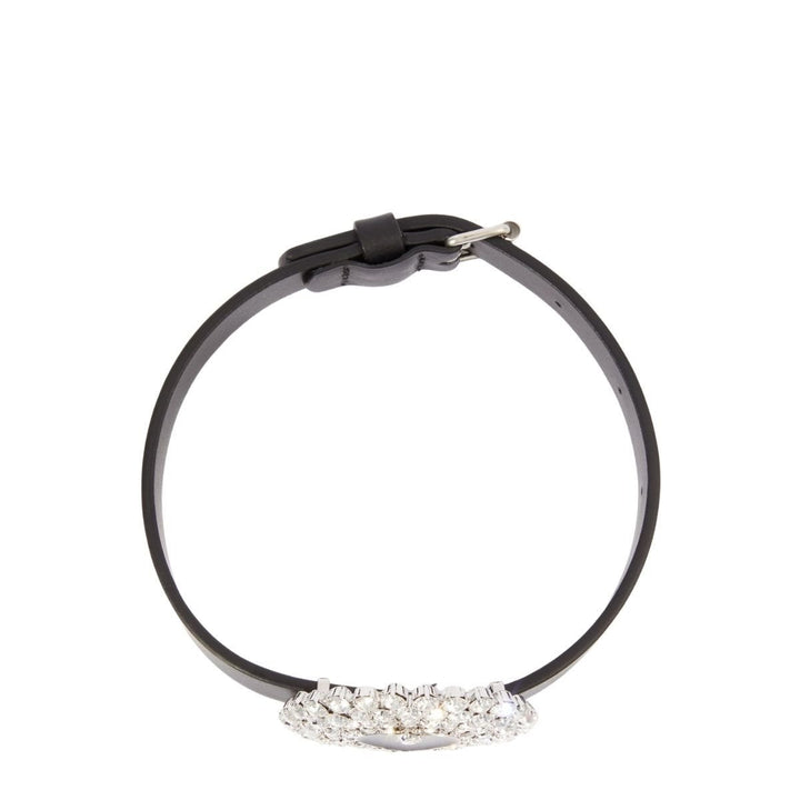 Leather Crystal Heart Choker