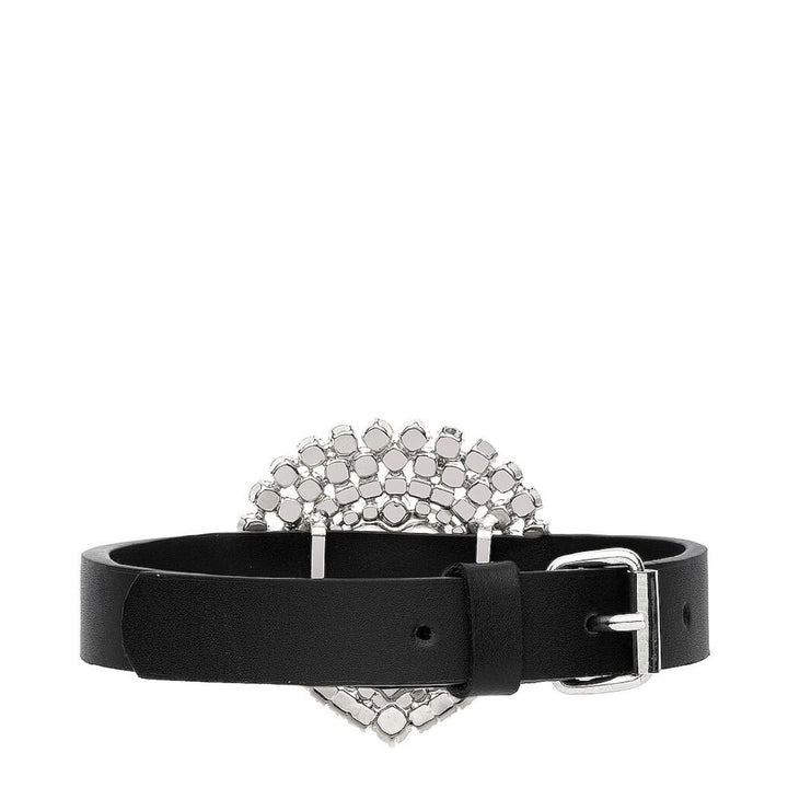 Leather Crystal Heart Choker
