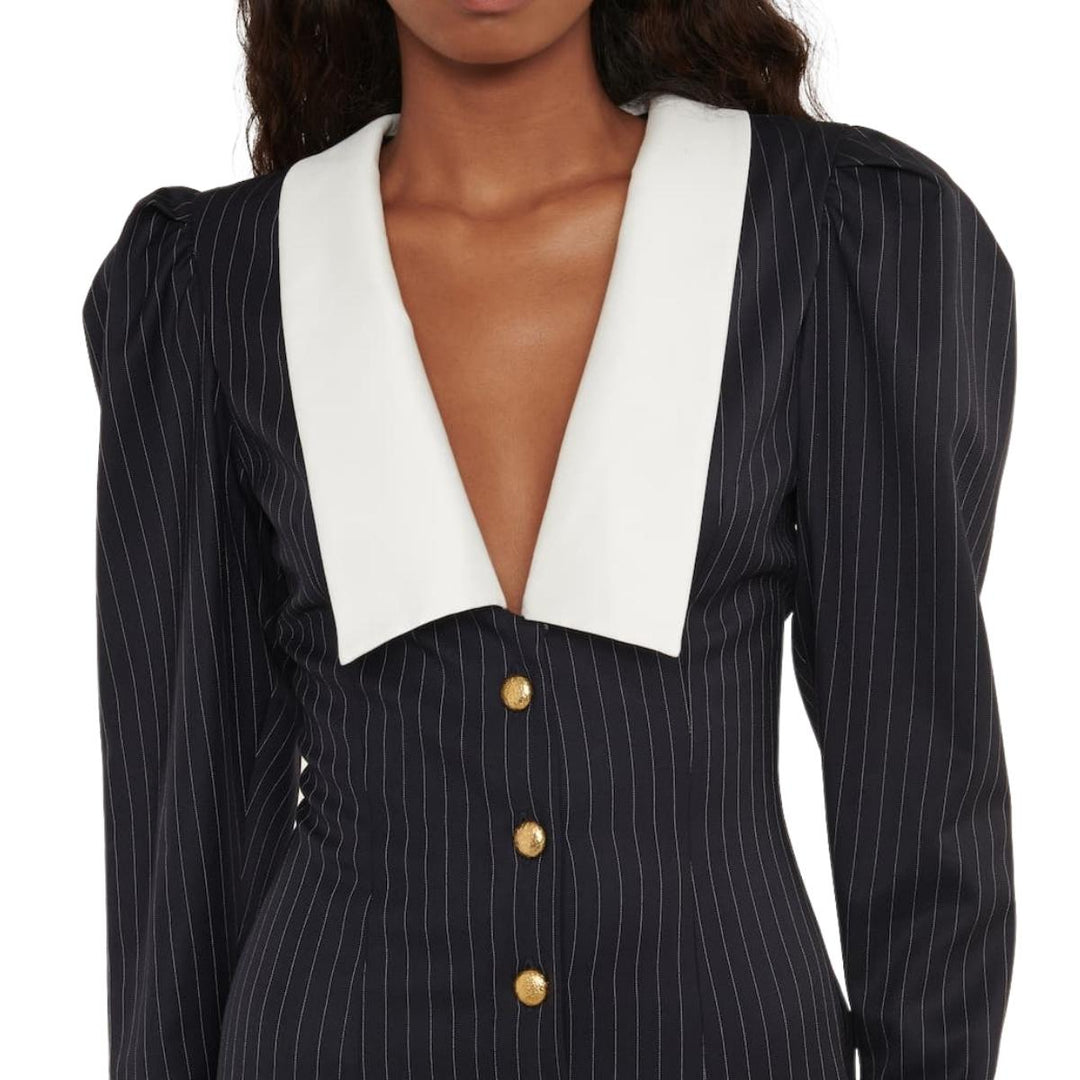 Pinstripe Wool Midi Dress