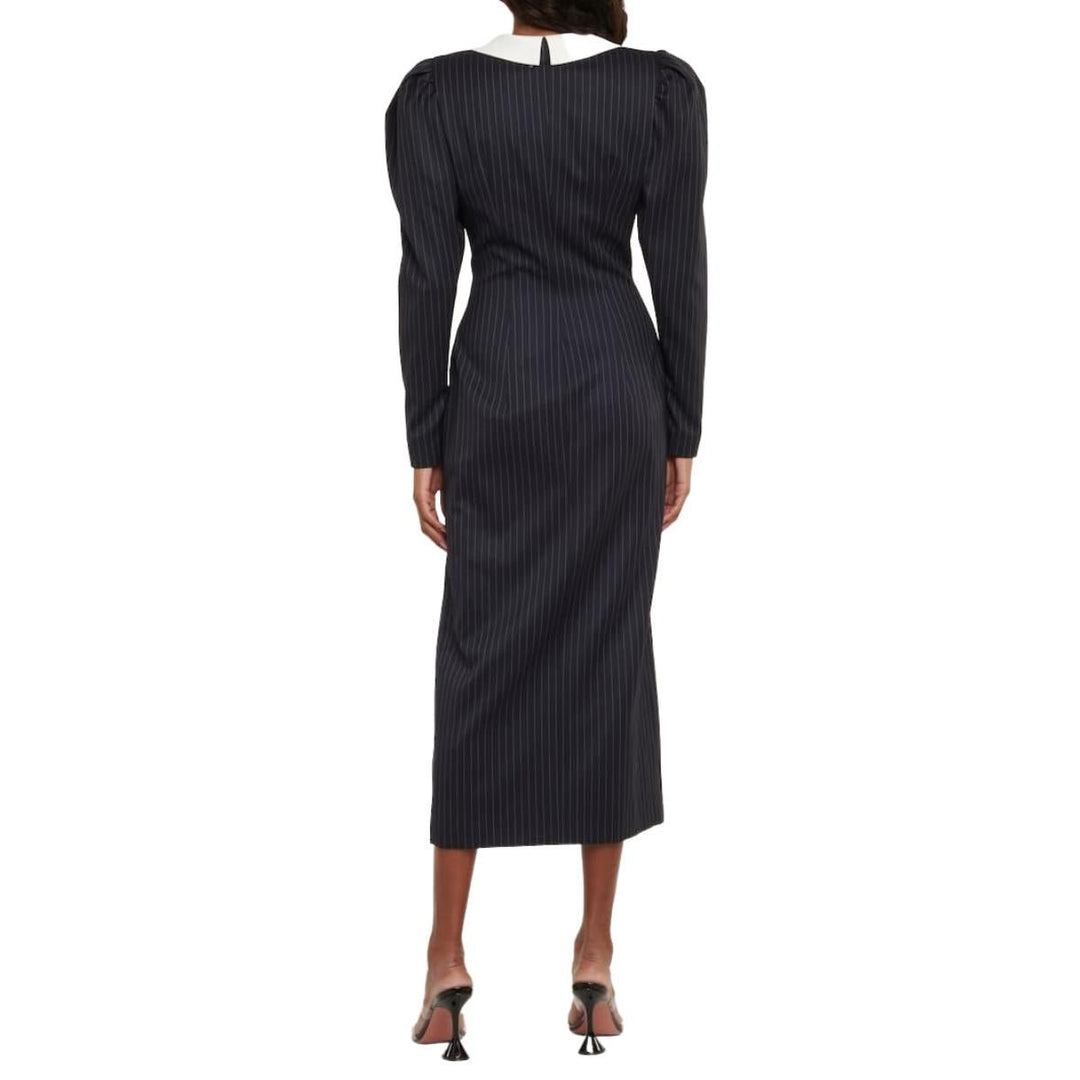 Pinstripe Wool Midi Dress