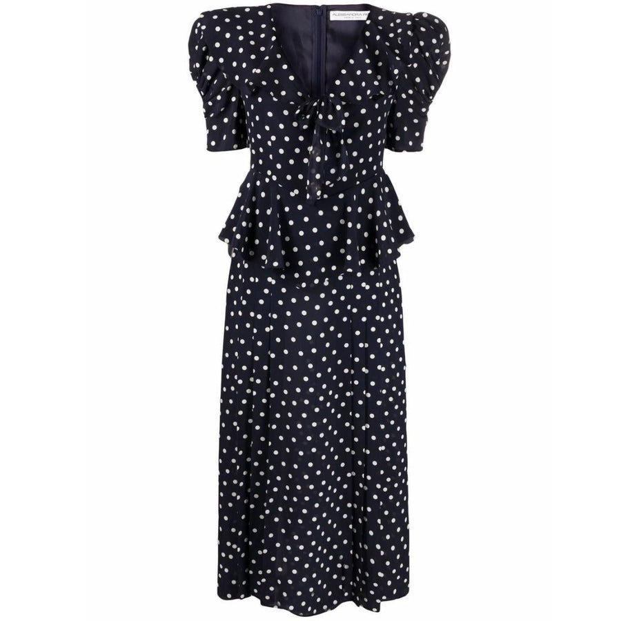 Alessandra Rich-Polka Dot Print Silk Midi dress - Runway Catalog