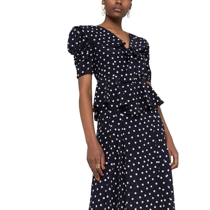 Polka Dot Print Silk Midi dress