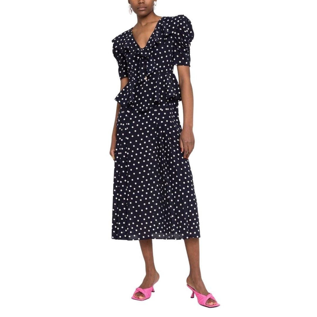 Polka Dot Print Silk Midi dress
