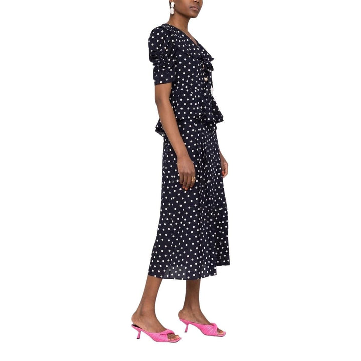 Polka Dot Print Silk Midi dress