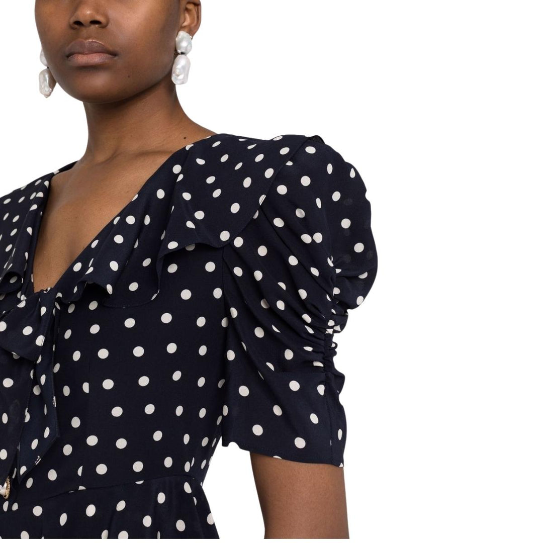 Polka Dot Print Silk Midi dress