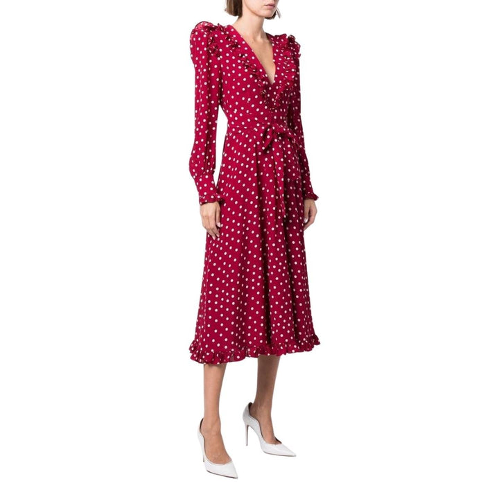Polka Dot Wrap Silk Dress
