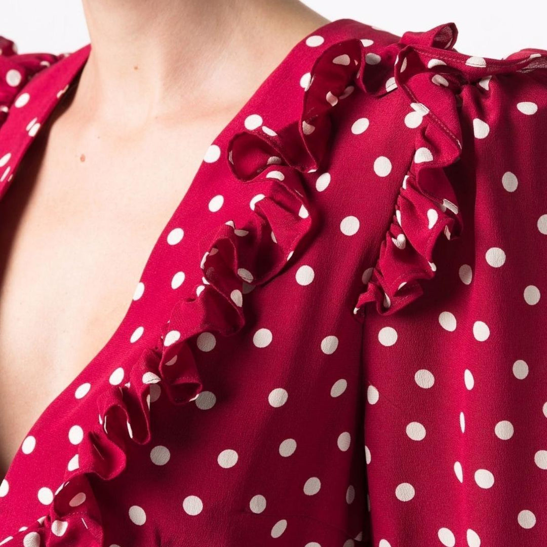 Polka Dot Wrap Silk Dress