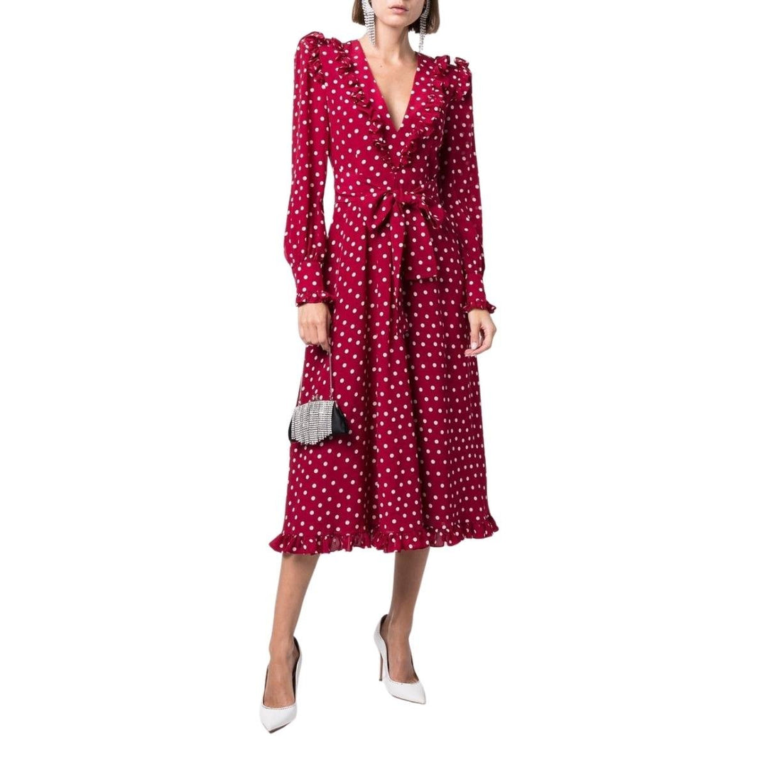 Polka Dot Wrap Silk Dress