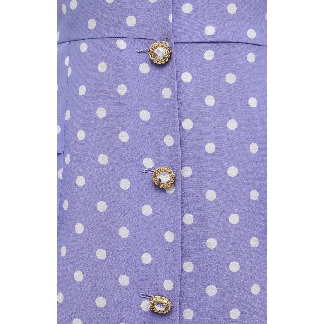 Purple Polka Dot Fitted Silk Dress