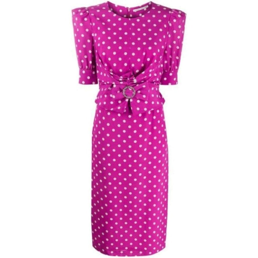 Alessandra Rich-Purple Polka Dot Fitted Silk Dress - Runway Catalog