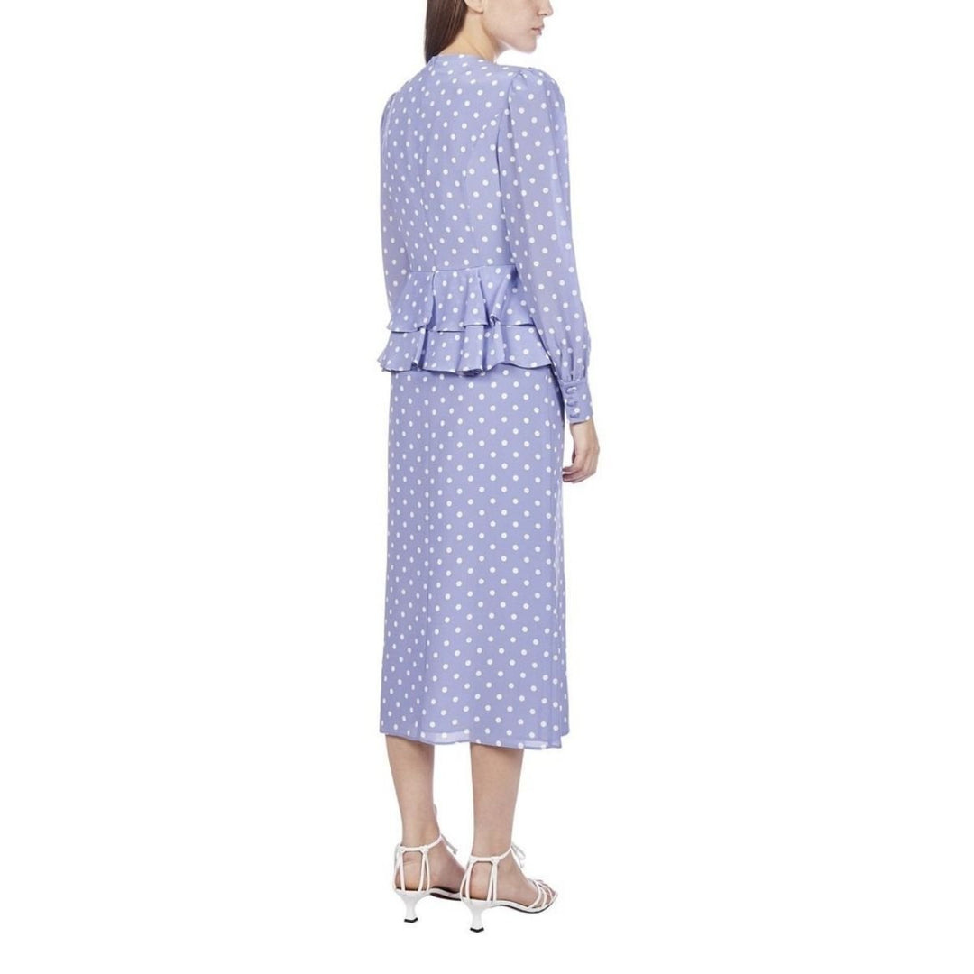 Purple Polka Dot Fitted Silk Dress