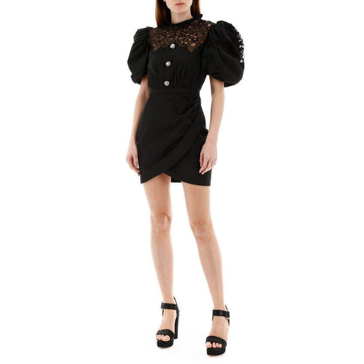 Taffeta  Mini Dress with Lace