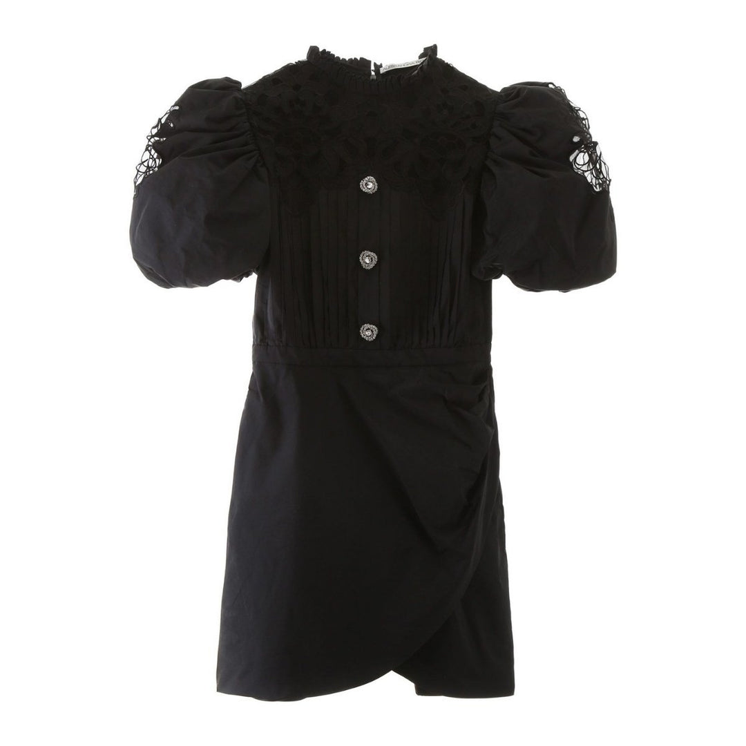 Alessandra Rich-Taffeta Mini Dress with Lace - Runway Catalog
