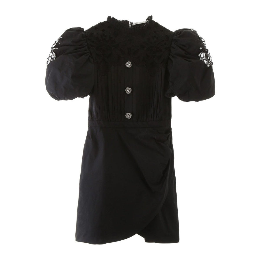 Alessandra Rich-Taffeta Mini Dress with Lace - Runway Catalog
