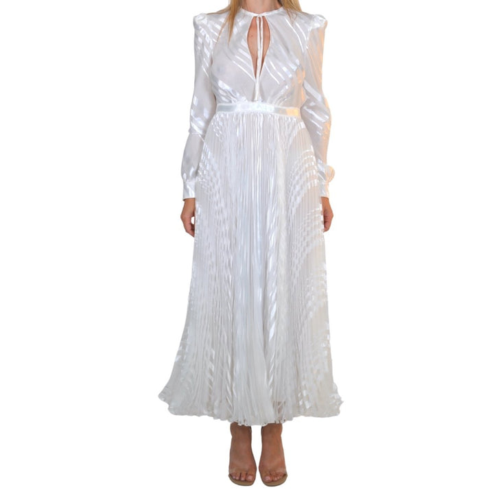 White Silk Plisse Dress