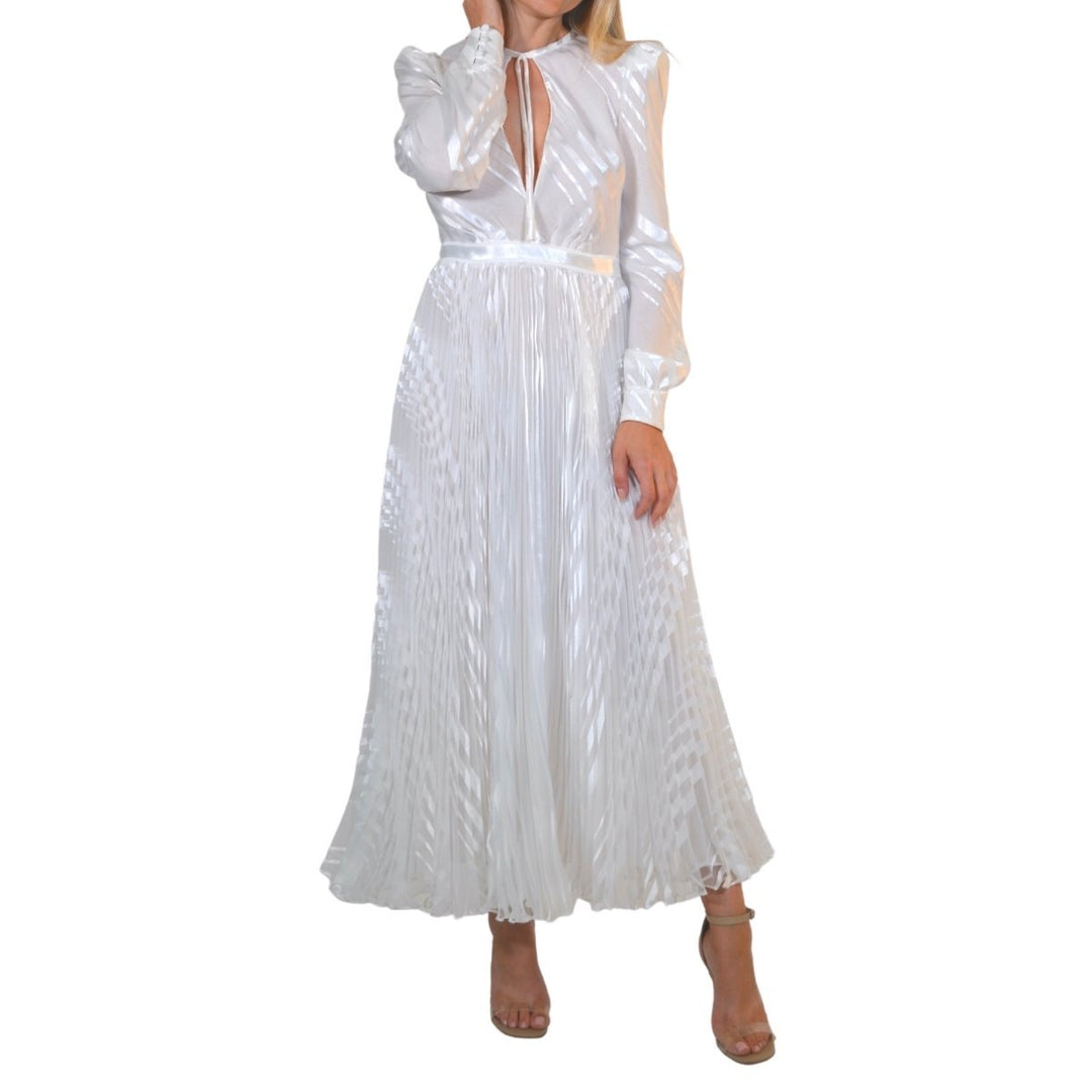 White Silk Plisse Dress